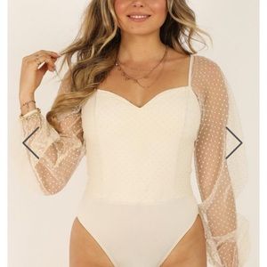Cream bodysuit with puff sleeves - Showpo.